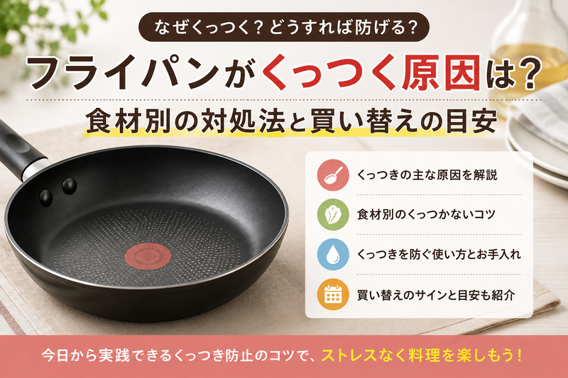 フライパンがくっつく原因は?食材別の対処法と買い替えの目安